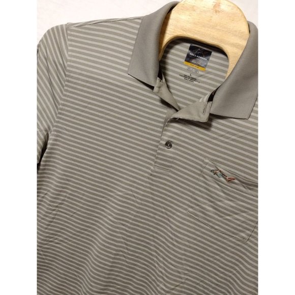 Greg Norman Men's Grey Stripe Size Large Short Sleeve Polo Shirt‎ - Picture 1 of 5